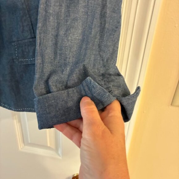 Charter Club Women's Light-Wash Cotton Blue Chambray Denim Blazer Jacket Sz 24W - Picture 6 of 12